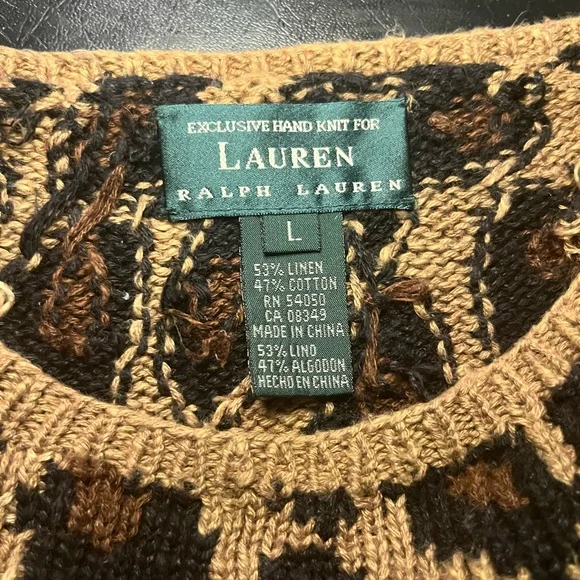 Lauren Ralph Lauren hand knit animal print sweater - Picture 2 of 3